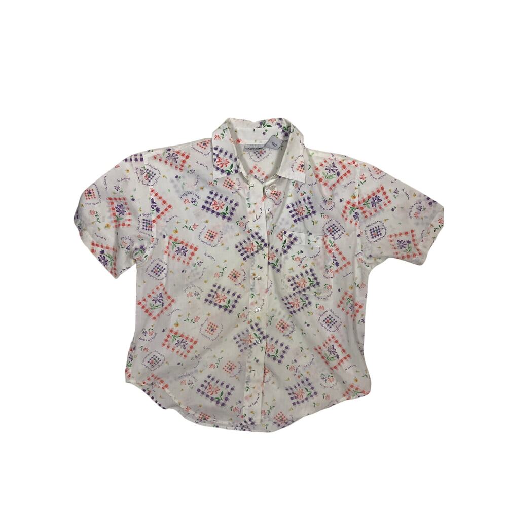Vintage Cabin Creek Cottagecore Coquette Button Down Blouse Womens M 8 10 Picnic